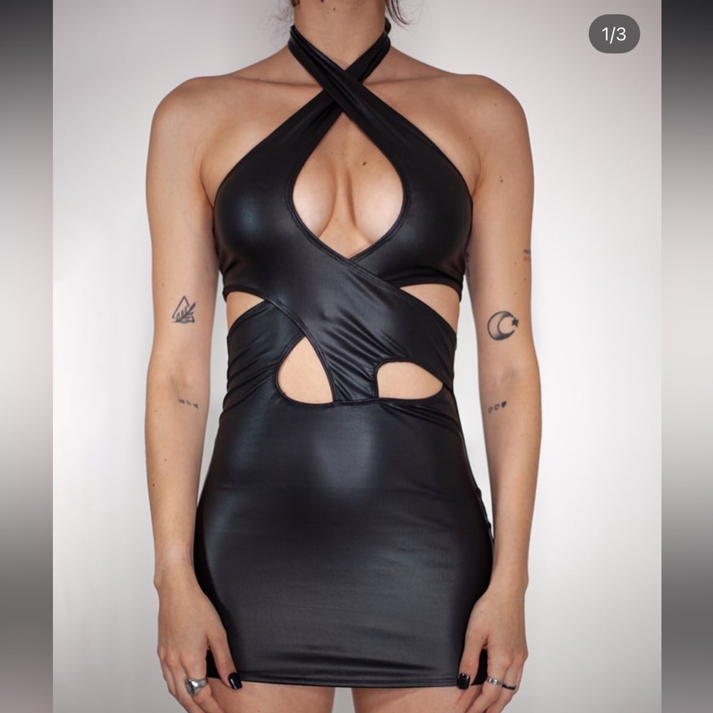NWT suspex dominatrix black pleather dress